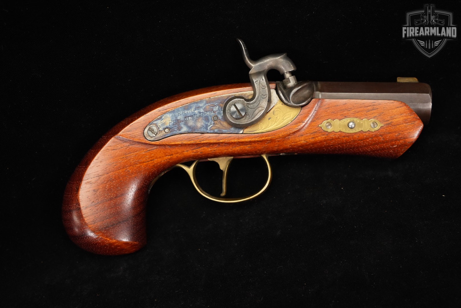 Dikar Philadelphia Derringer 45 Caliber 3" Case-Hardened & Hardwood OCTAGON-img-2