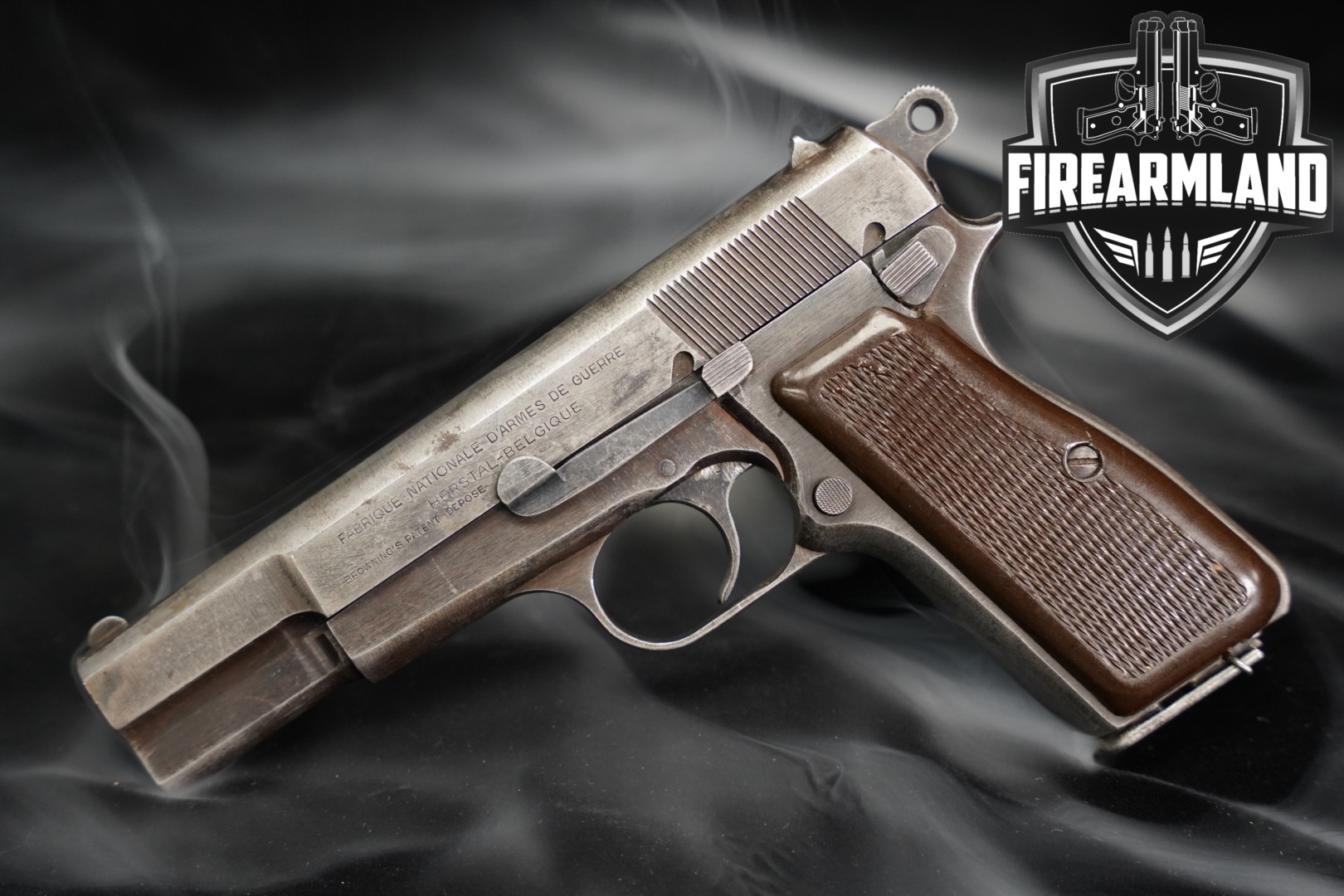 1944 FN Herstal (FNH) GP-35 German Occupation Pistole 640(b); WaA140 9mm Luger Black in Fair Condition Thumbnail