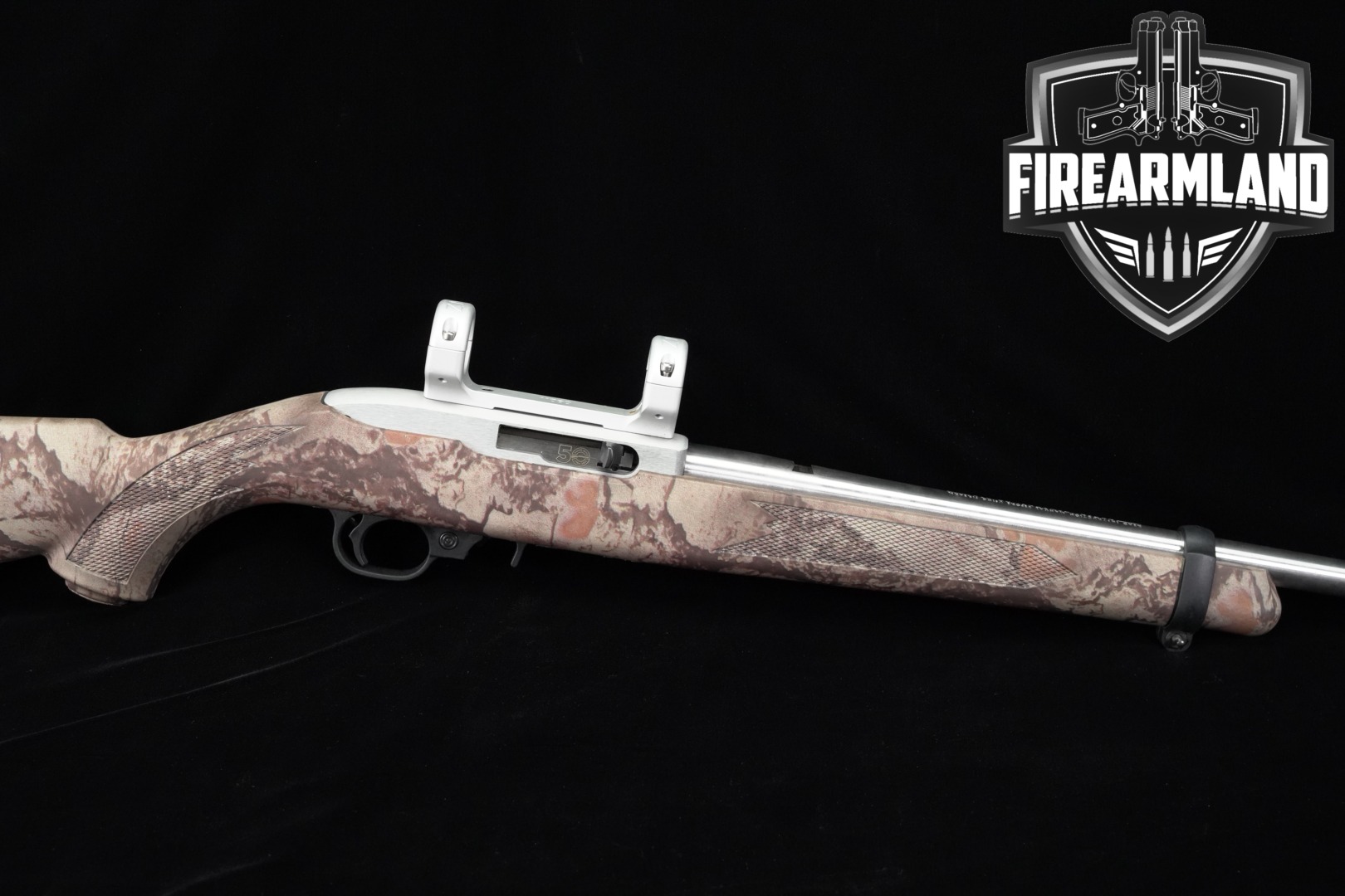 2014 Sturm Ruger 10/22 Carbine 50th Anniversary (1964–2014) .22 LR Satin Stainless & Camo in Excellent Condition Thumbnail