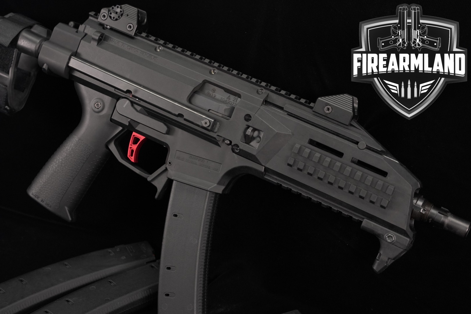 CZ Scorpion EVO 3 S1 Pistol 9mm 7.72" RED SKELETONIZED TRIGGER +4 MAGS-img-0