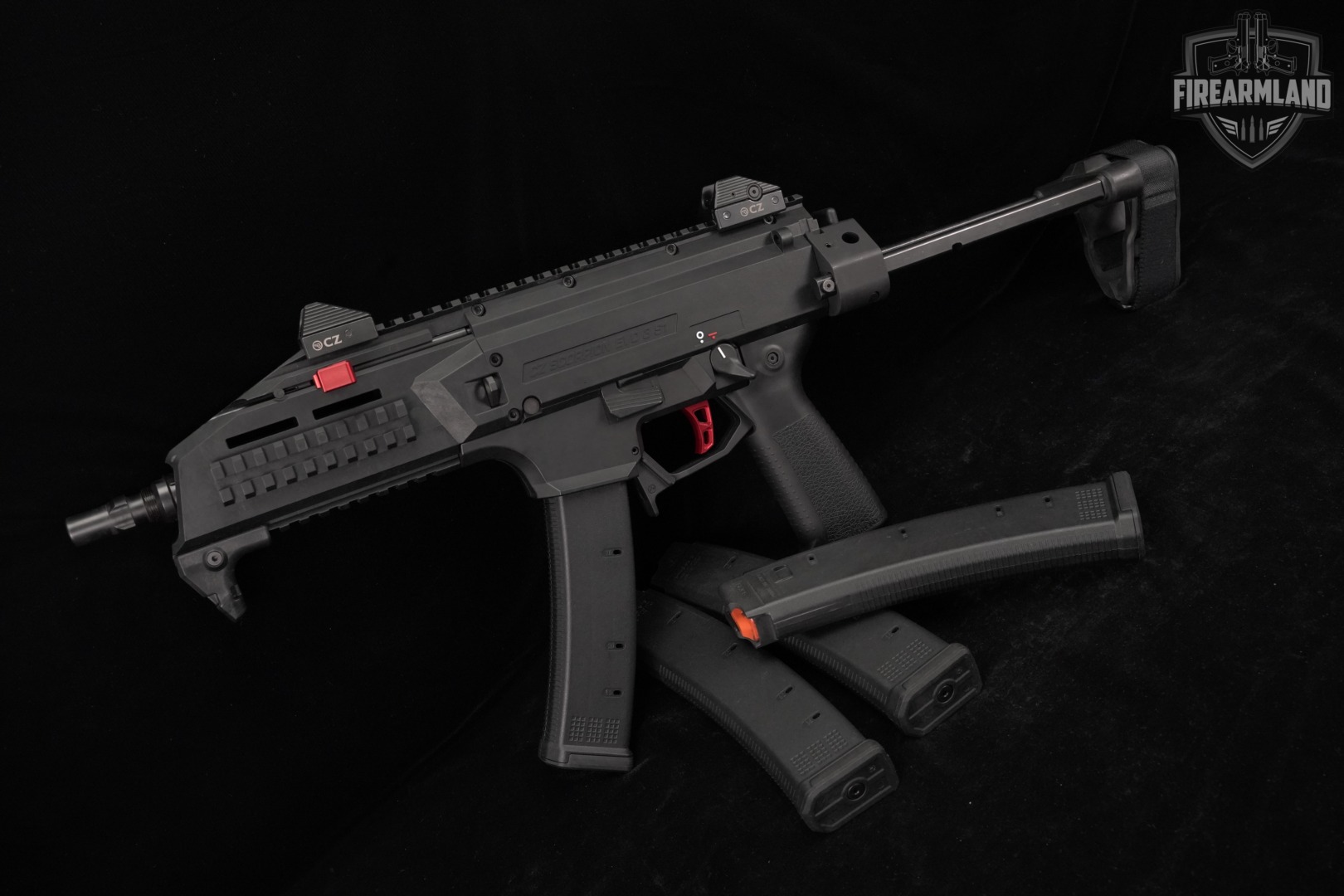 CZ Scorpion EVO 3 S1 Pistol 9mm 7.72" RED SKELETONIZED TRIGGER +4 MAGS-img-2