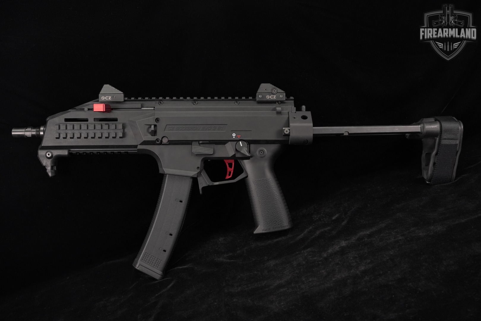 CZ Scorpion EVO 3 S1 Pistol 9mm 7.72" RED SKELETONIZED TRIGGER +4 MAGS-img-4