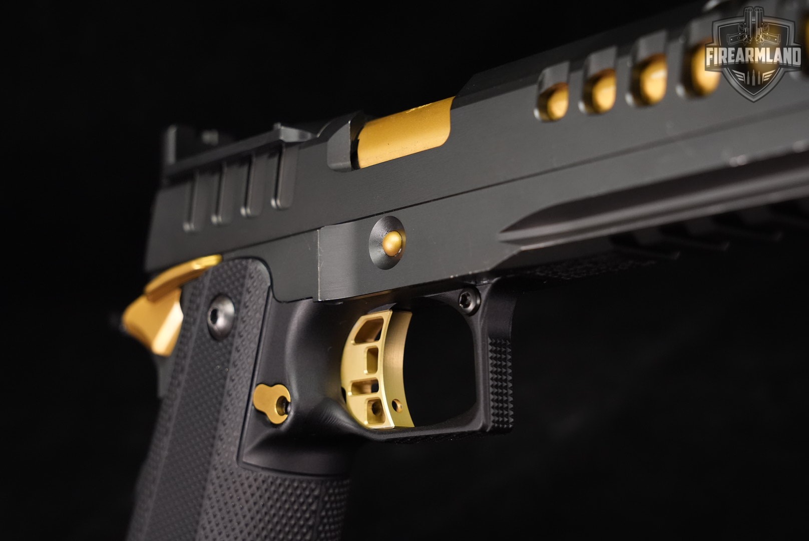 DESIRED Watchtower Defense Demolitia 9mm 1911 2011 GOLD BARREL +ORIG CASE-img-12