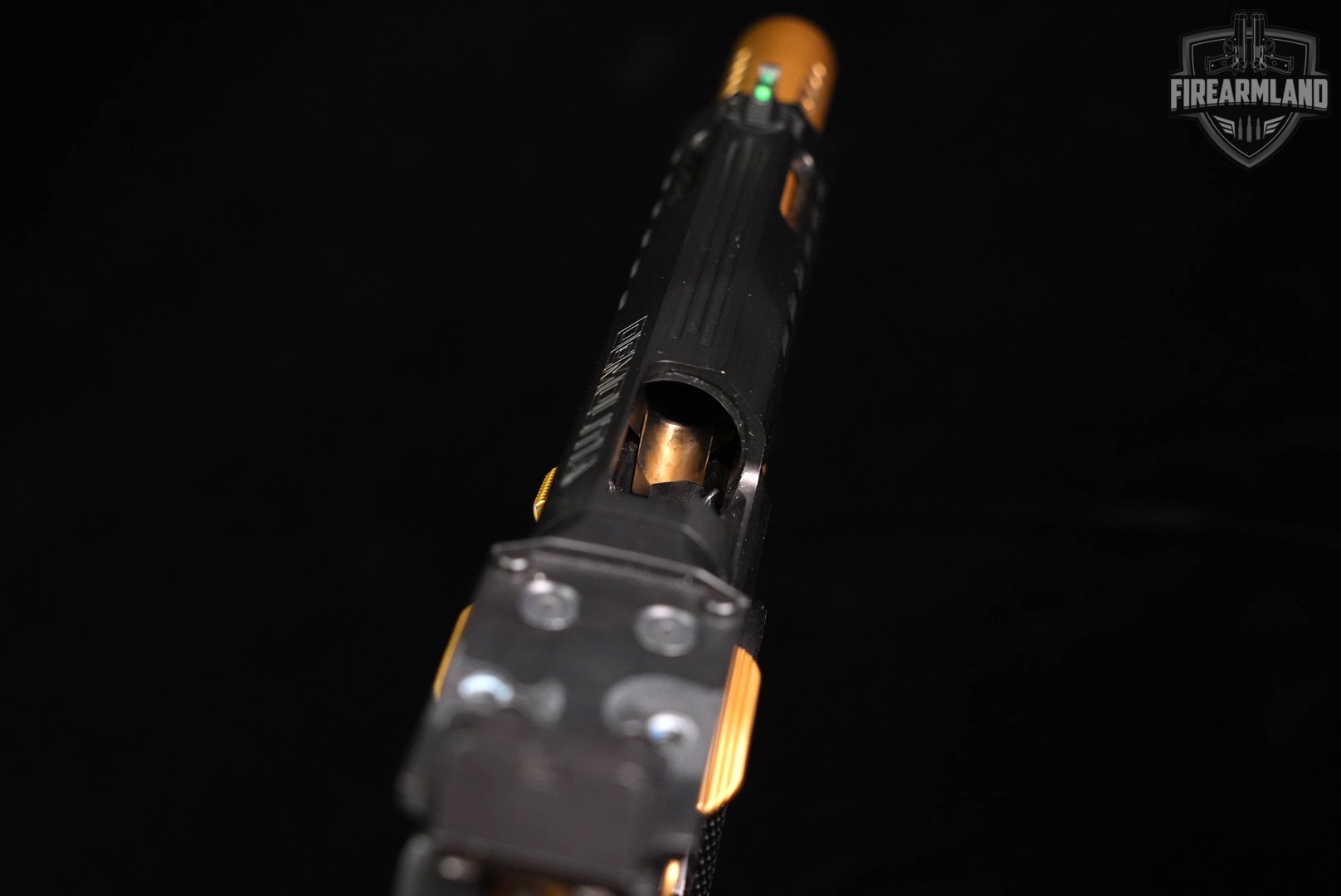 DESIRED Watchtower Defense Demolitia 9mm 1911 2011 GOLD BARREL +ORIG CASE-img-16