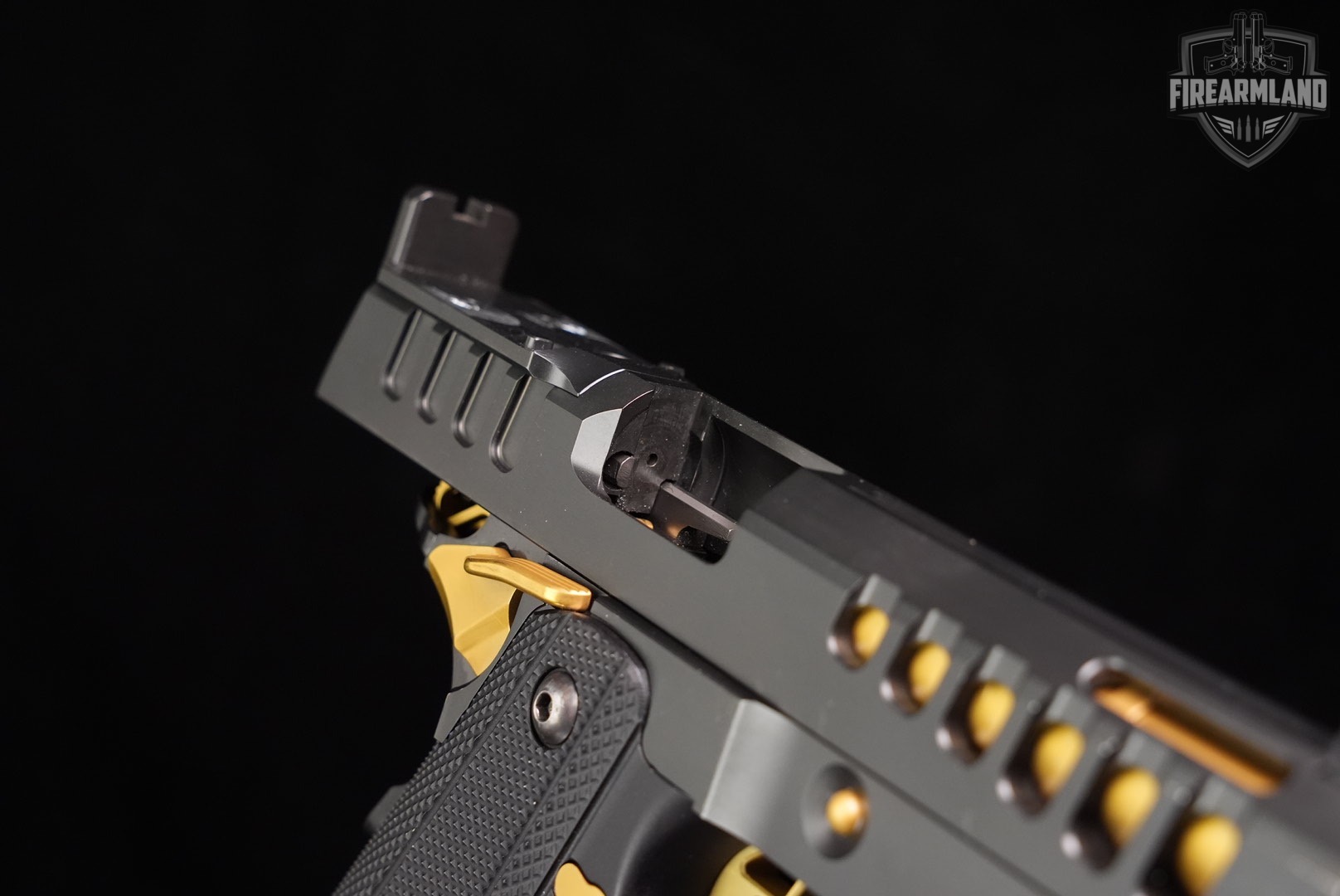 DESIRED Watchtower Defense Demolitia 9mm 1911 2011 GOLD BARREL +ORIG CASE-img-17