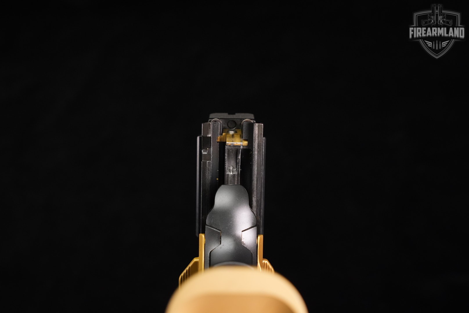 DESIRED Watchtower Defense Demolitia 9mm 1911 2011 GOLD BARREL +ORIG CASE-img-18