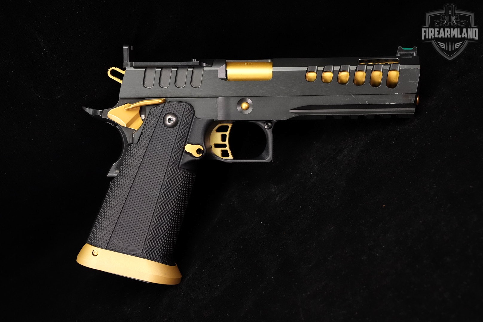 DESIRED Watchtower Defense Demolitia 9mm 1911 2011 GOLD BARREL +ORIG CASE-img-3