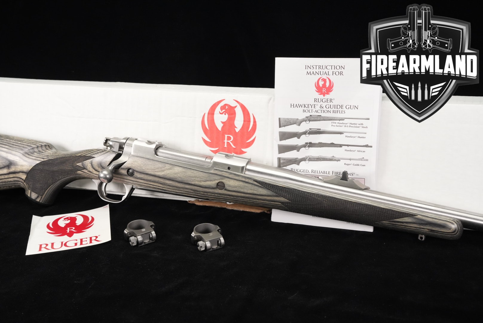 Sturm Ruger M77 Hawkeye Alaskan Bush Rifle, Lipsey's Exclusive .35 Whelen Satin Stainless & Grey Laminate in Excellent Condition Thumbnail