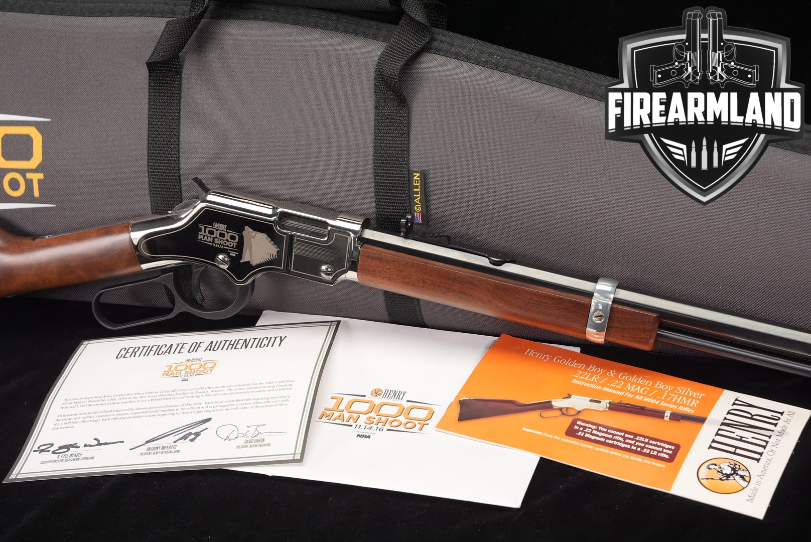 LIMITED 16 Of 1000 Henry Golden Boy Silver NRA 22LR 20" OCTAGON +ORIG CASE-img-0