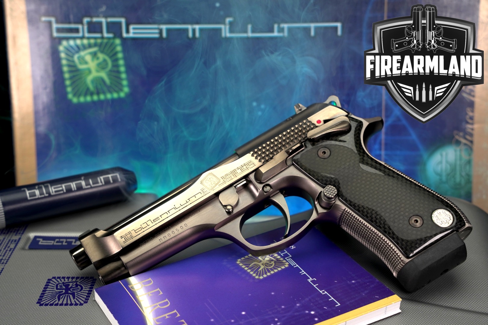 2002 P. Beretta 92 Billennium Limited Edition 9mm Luger High Polish Stainless in Excellent Condition Thumbnail