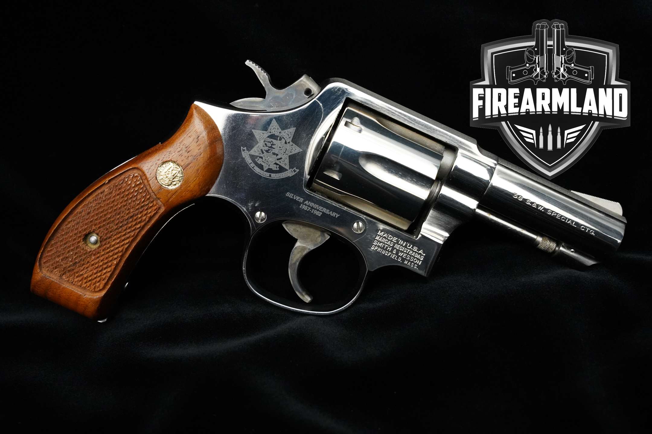 1983 Smith & Wesson (S&W) 10-8 CA Correctional Officers Silver Anniversary .38 Spl. Nickel Plating in Excellent Condition Thumbnail