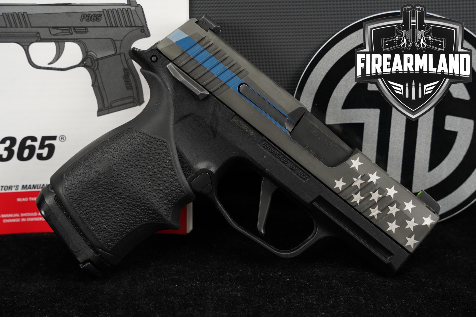 Sig Sauer P365 Manual Safety; Blue Line; Orion Exclusive 9mm Luger Black in Good Condition Thumbnail