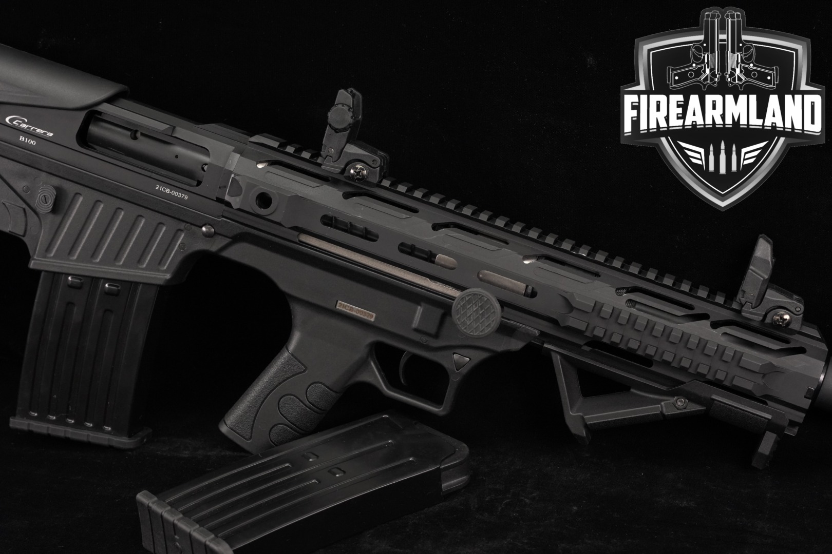 Vezir Arms Carrera B100 12-Gauge 18.5" Black Chrome B-100 AR AR12 +2 MAGS-img-0