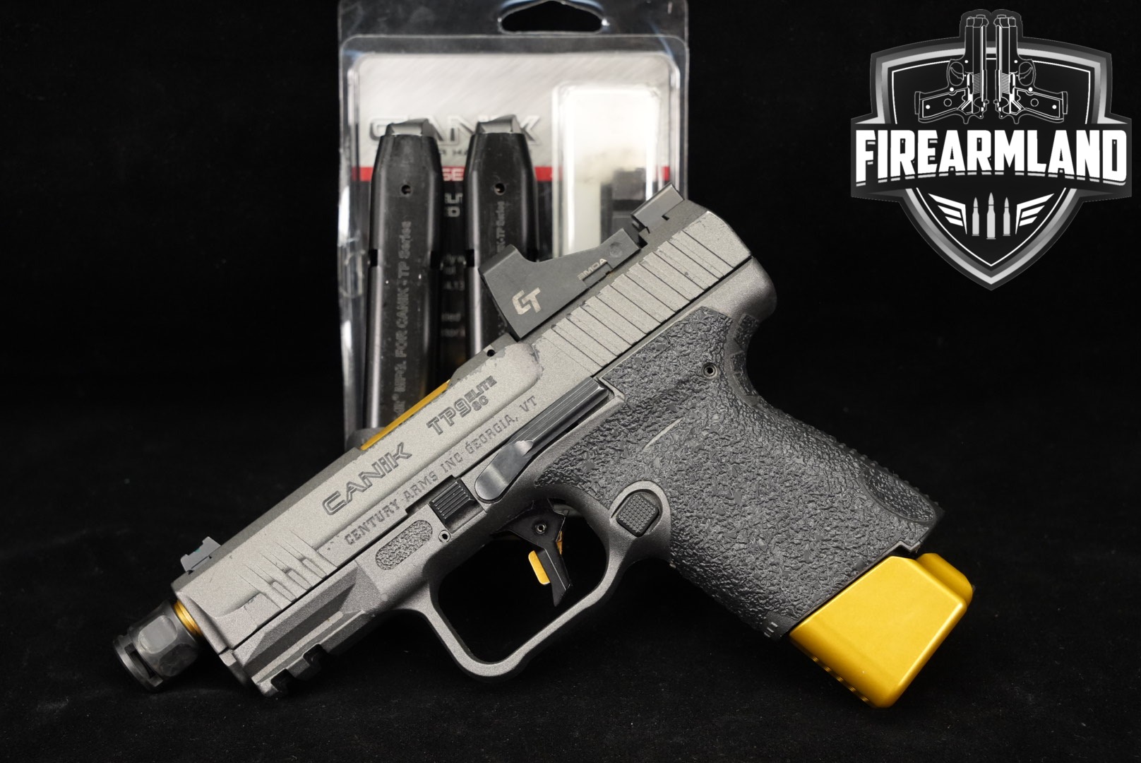 Canik TP9 Elite SC 9mm 4" Gray TP-9 GOLD THREADED BARREL, COMP +3 MAGS-img-0