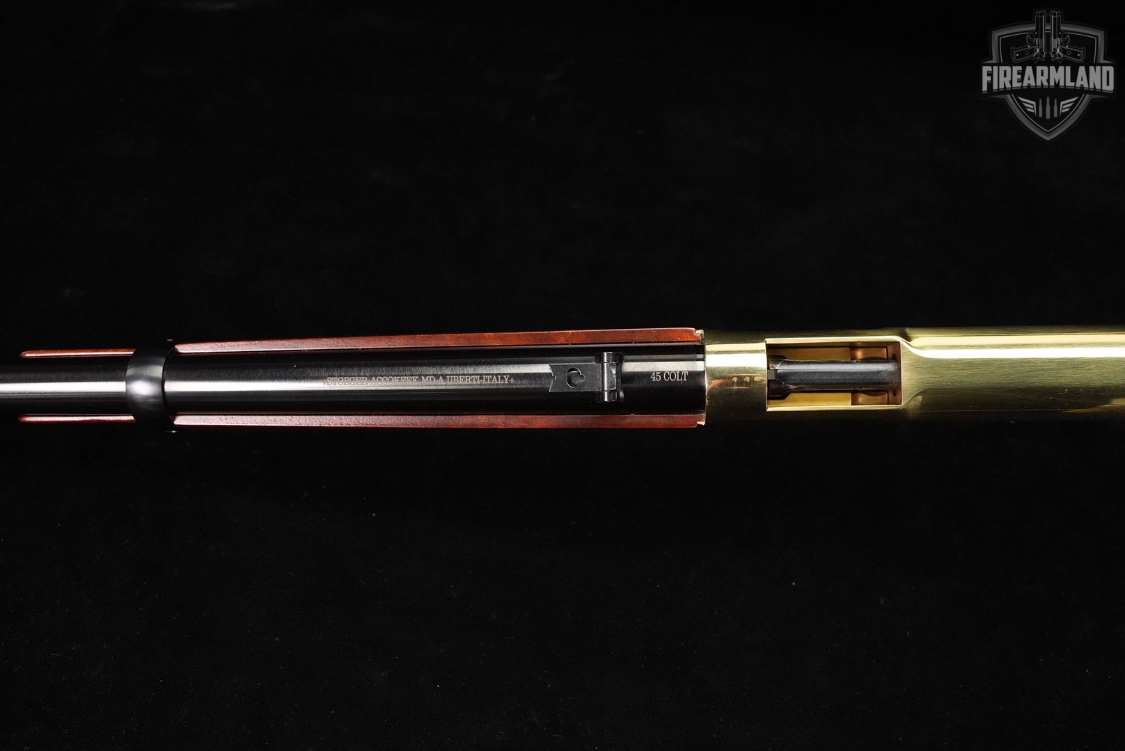 A Uberti Model 1866 Carbine 45 Colt 19" Polished Brass & Walnut +ORIG BOX-img-12