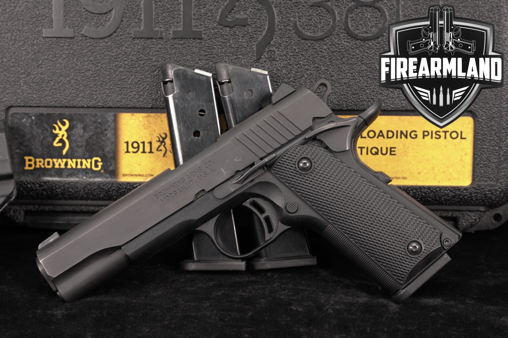 Browning 1911-380 Black Label 380ACP 4.25" +3 MAGS, ORIG CASE, HOLSTER-img-0