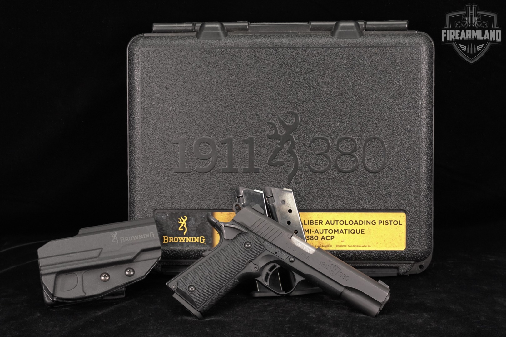 Browning 1911-380 Black Label 380ACP 4.25" +3 MAGS, ORIG CASE, HOLSTER-img-2
