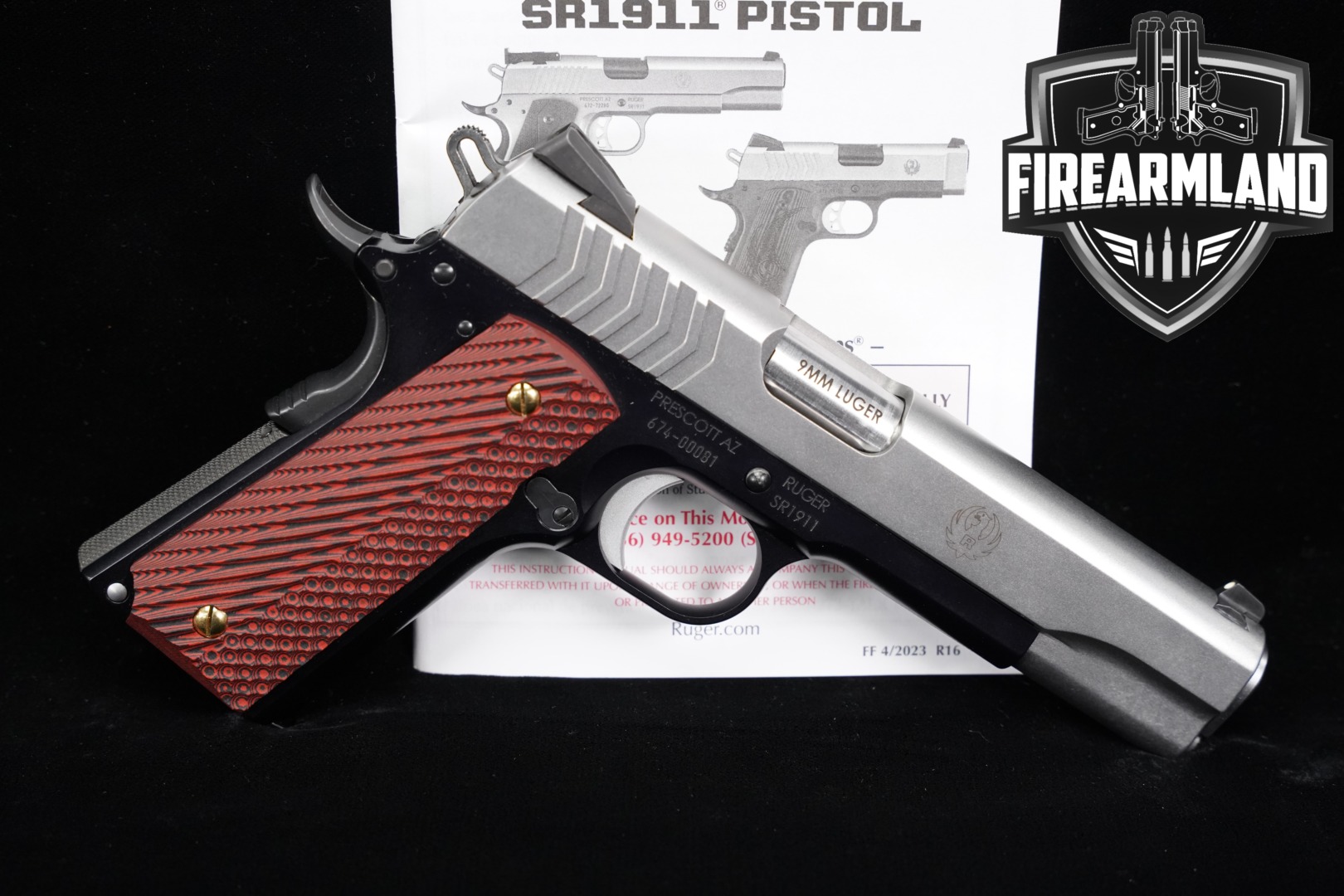 2024 Sturm Ruger SR1911 Lightweight Government 9mm 9mm Luger Two-Tone Stainless & Black in Excellent Condition Thumbnail
