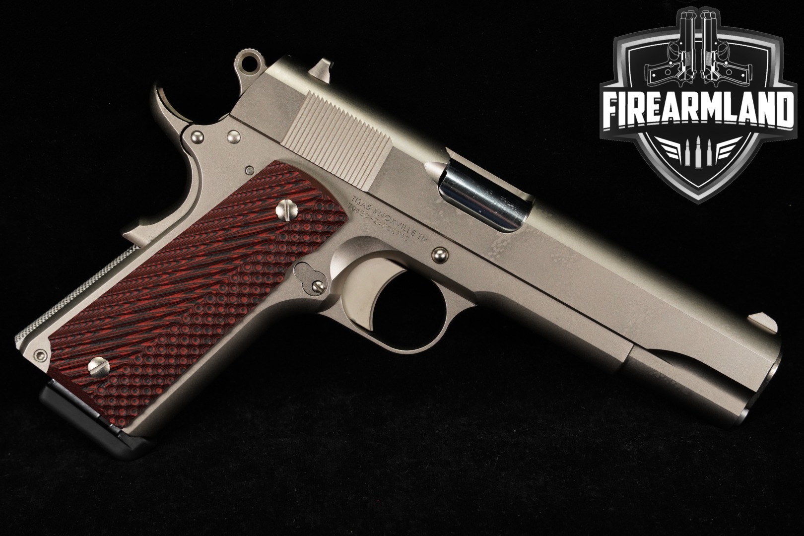 Tisas 1911 A1 Stakeout Dual-Barrel 9mm/.38 Super; Series 70 9mm Luger / .38 Super Electroless Nickel in Very Good Condition Thumbnail