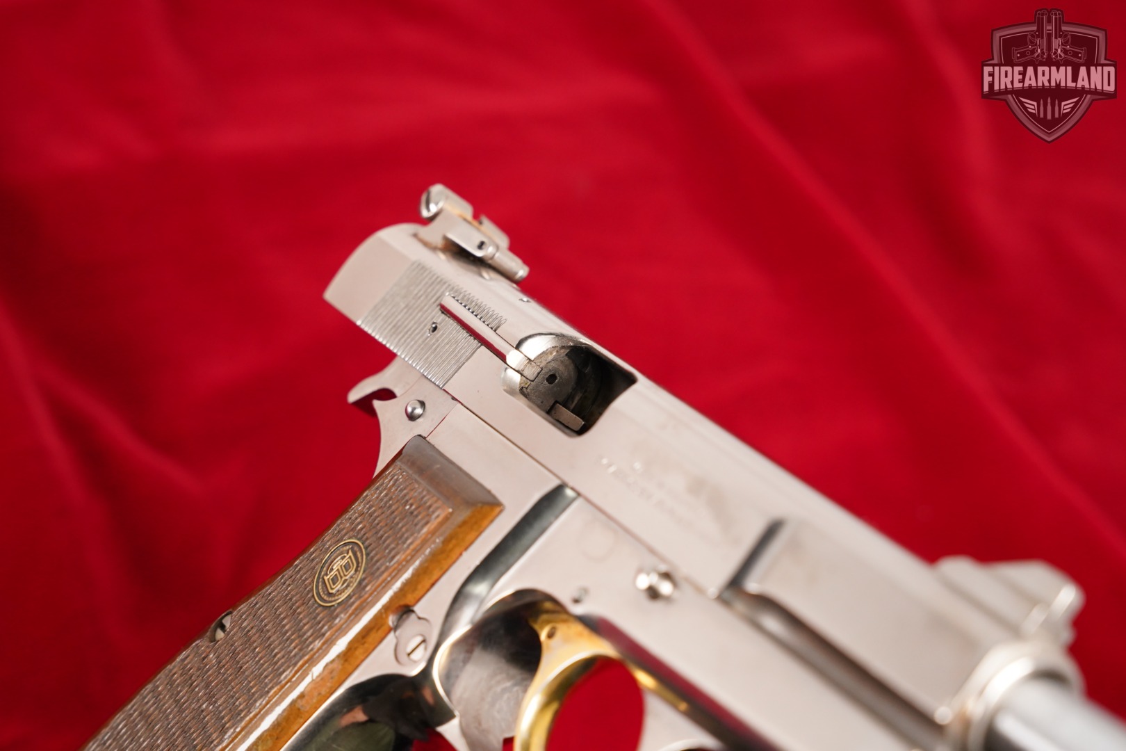 1981 Browning Hi-Power 9mm 4.65" Bright Nickel BHP HiPower Gold Trigger-img-12