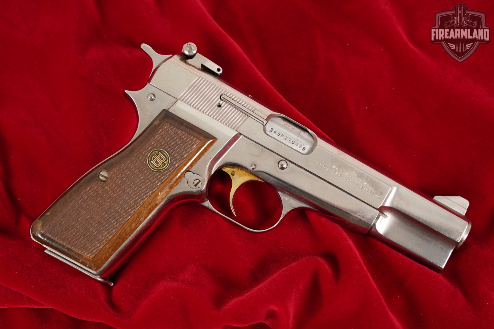 1981 Browning Hi-Power 9mm 4.65" Bright Nickel BHP HiPower Gold Trigger-img-3