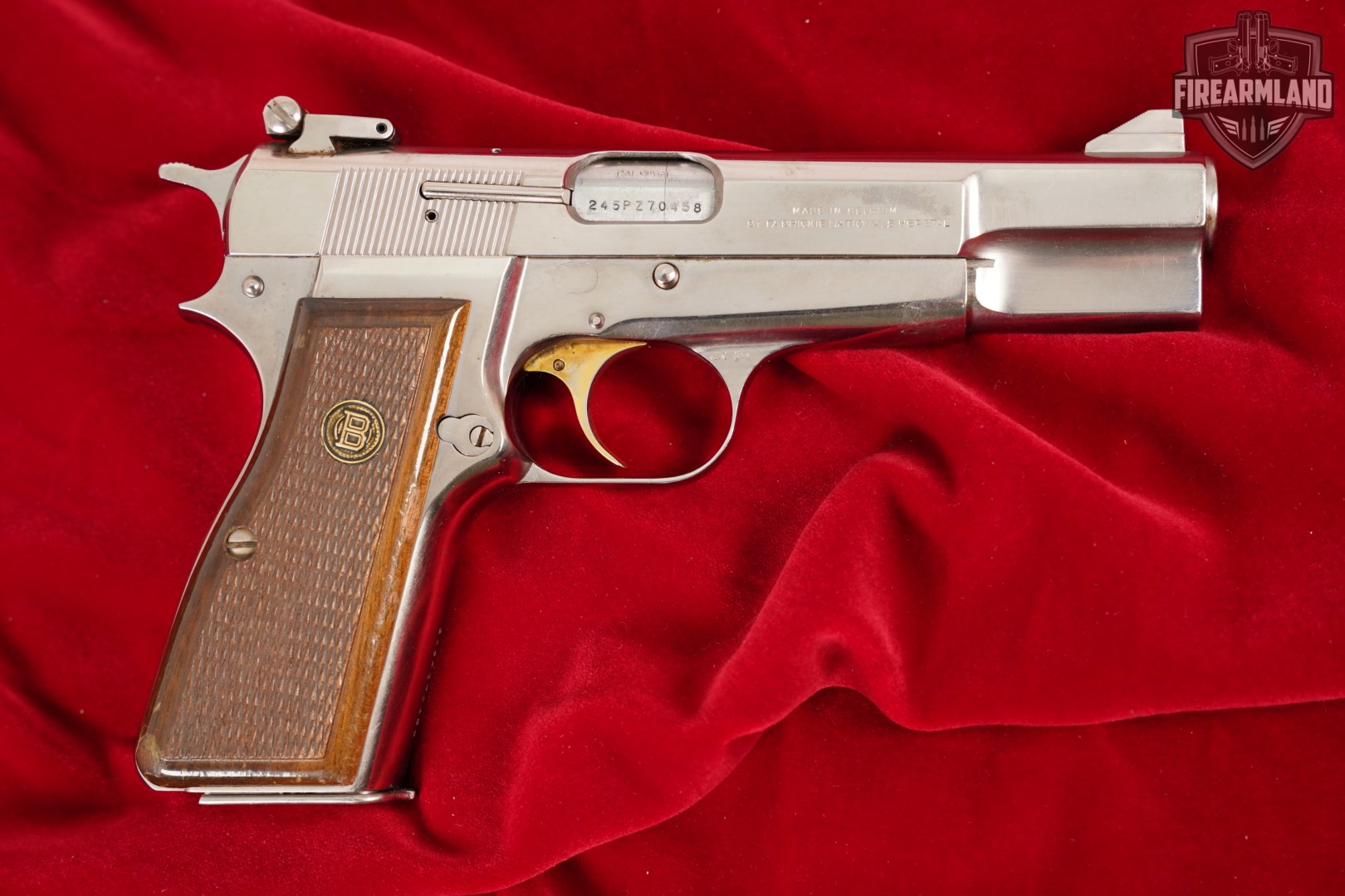 1981 Browning Hi-Power 9mm 4.65" Bright Nickel BHP HiPower Gold Trigger-img-4