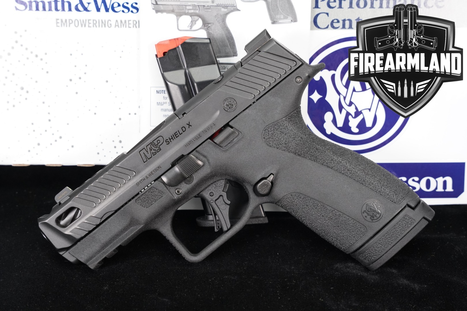 Smith & Wesson (S&W) M&P Shield X Performance Center Carry Comp, Manual Thumb Safety 9mm Luger Black in Excellent Condition Thumbnail