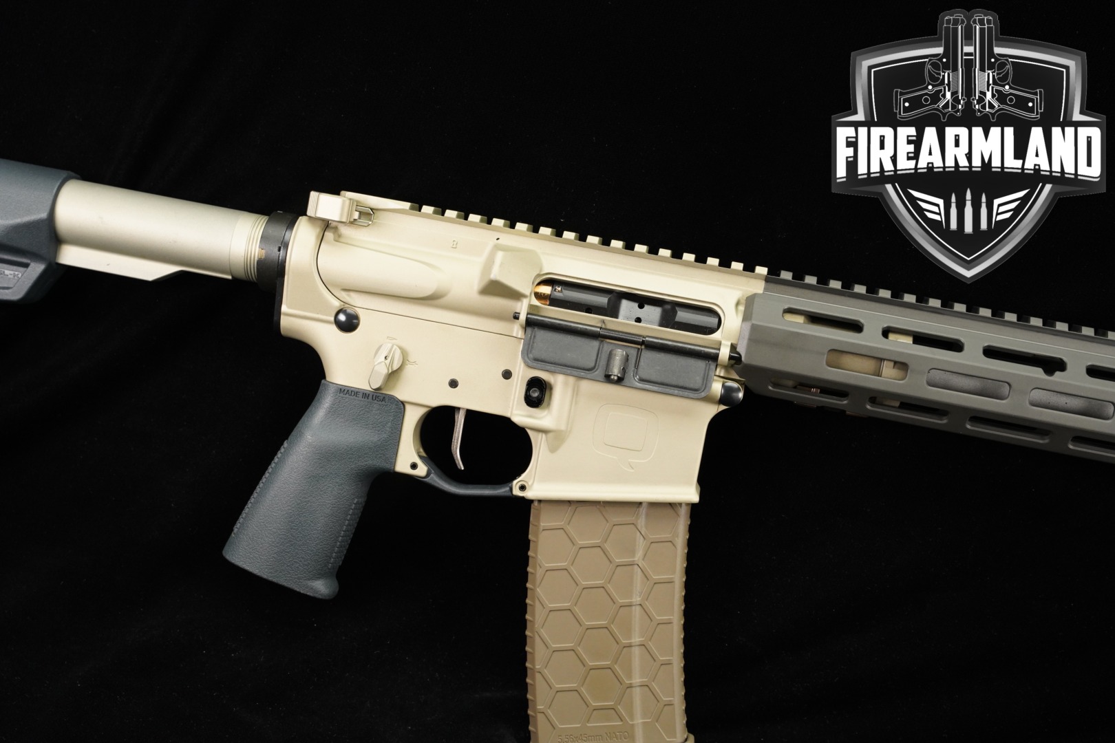 Q Sugar Weasel 5.56 NATO AR-15 AR15 16" Two-Tone Tan & Gray +2 MAGS-img-0