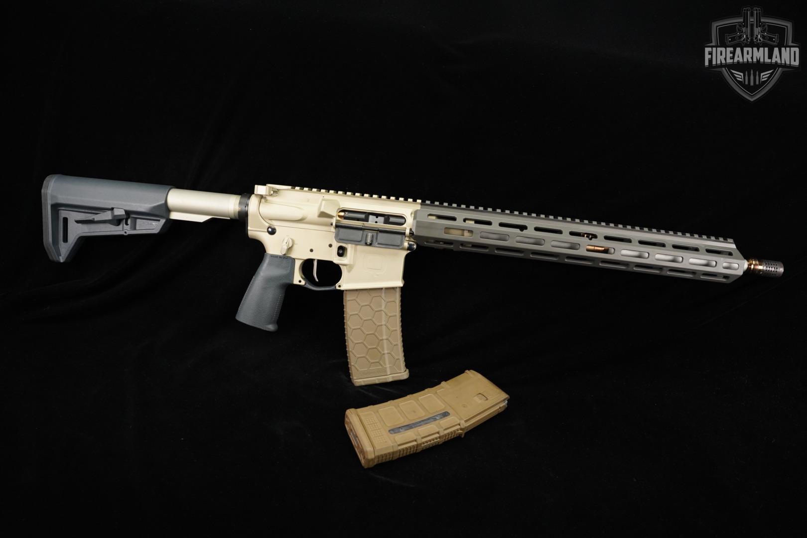 Q Sugar Weasel 5.56 NATO AR-15 AR15 16" Two-Tone Tan & Gray +2 MAGS-img-2