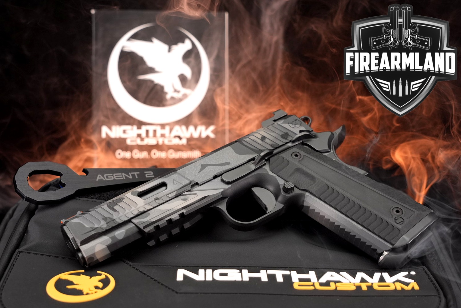 LIKE-NEW NIGHTHAWK Custom Agent 2 IOS 10mm 1911 Grey/Black Camo +TWO MAGS-img-0