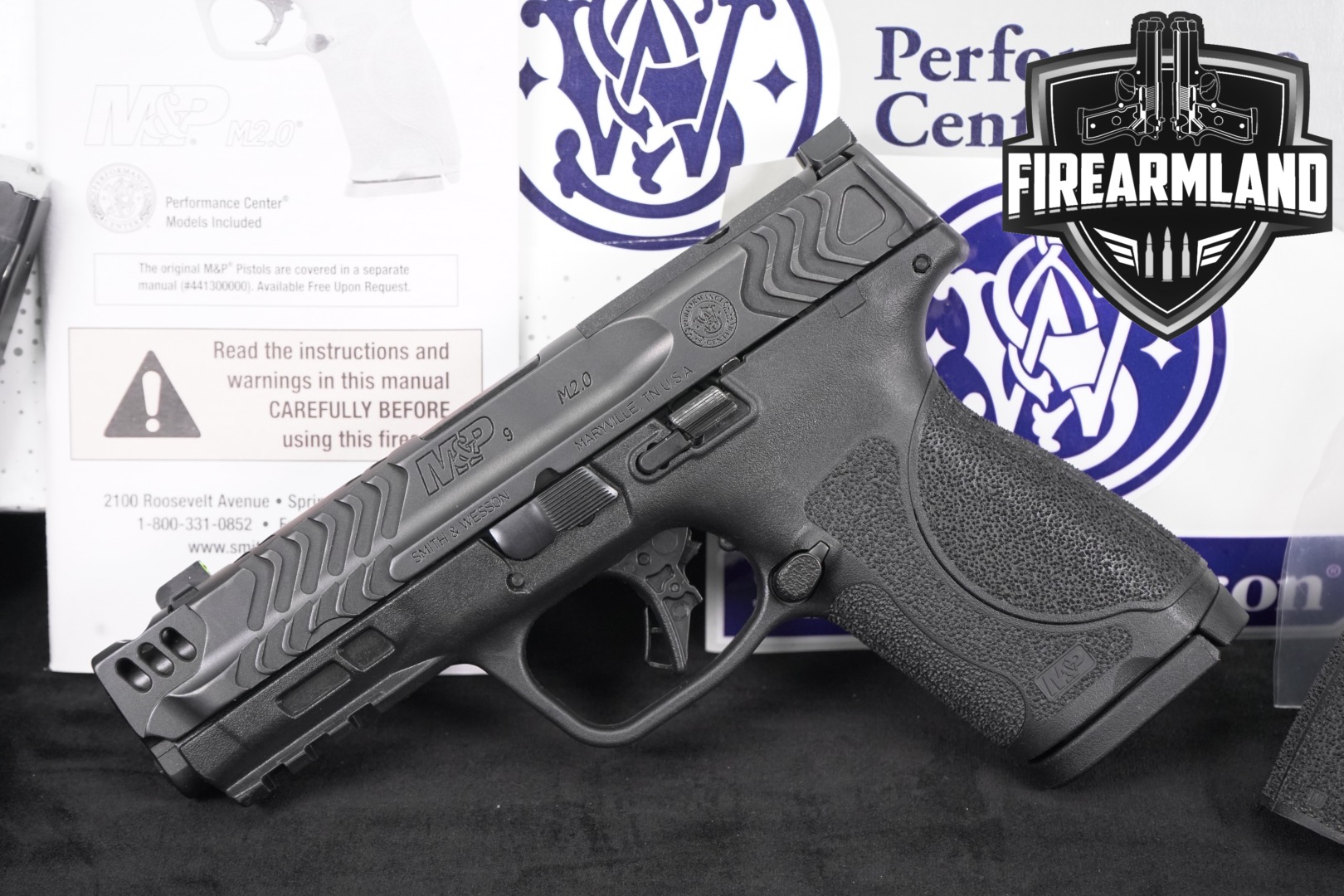 Smith & Wesson (S&W) M&P9 M2.0 Performance Center, Compact Carry Comp, Optics Ready, No Thumb Safety 9mm Luger Two-Tone Black & Gray in Excellent Condition Thumbnail