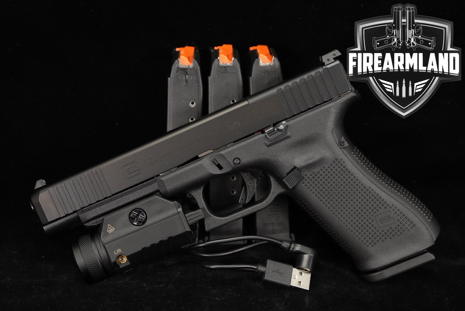 Glock 34 Gen5 MOS G34 Gen 5 9mm 5.31" GMB +4 MAGS, LASER, LIGHT-img-0