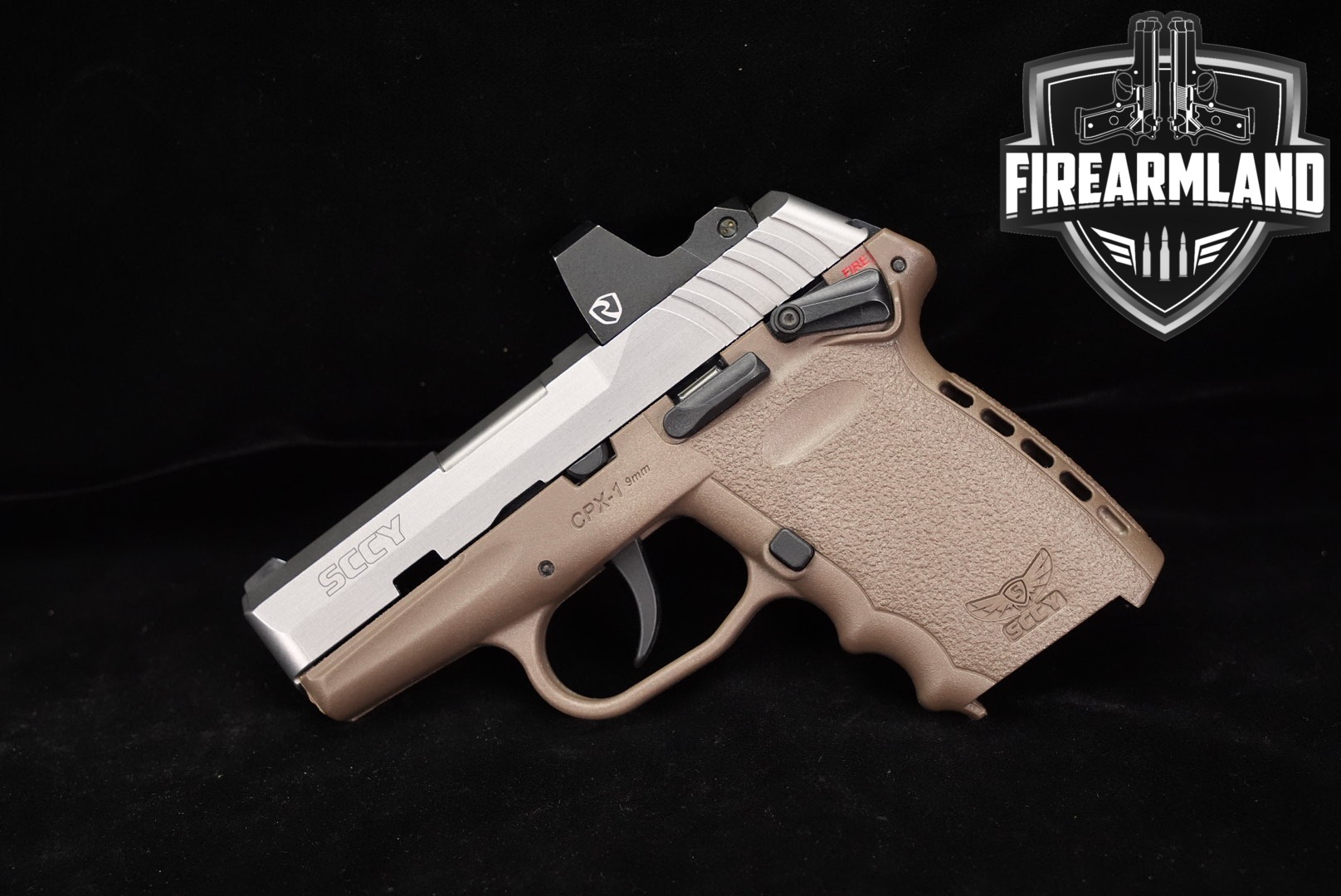 SCCY Industries CPX-1 RD 9mm 3.1 Two-Tone Stainless, FDE CPX1 +RITON OPTICS-img-0