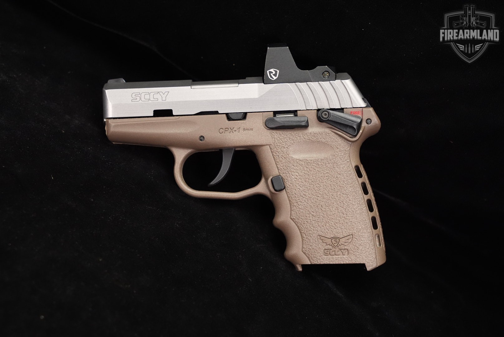 SCCY Industries CPX-1 RD 9mm 3.1 Two-Tone Stainless, FDE CPX1 +RITON OPTICS-img-3