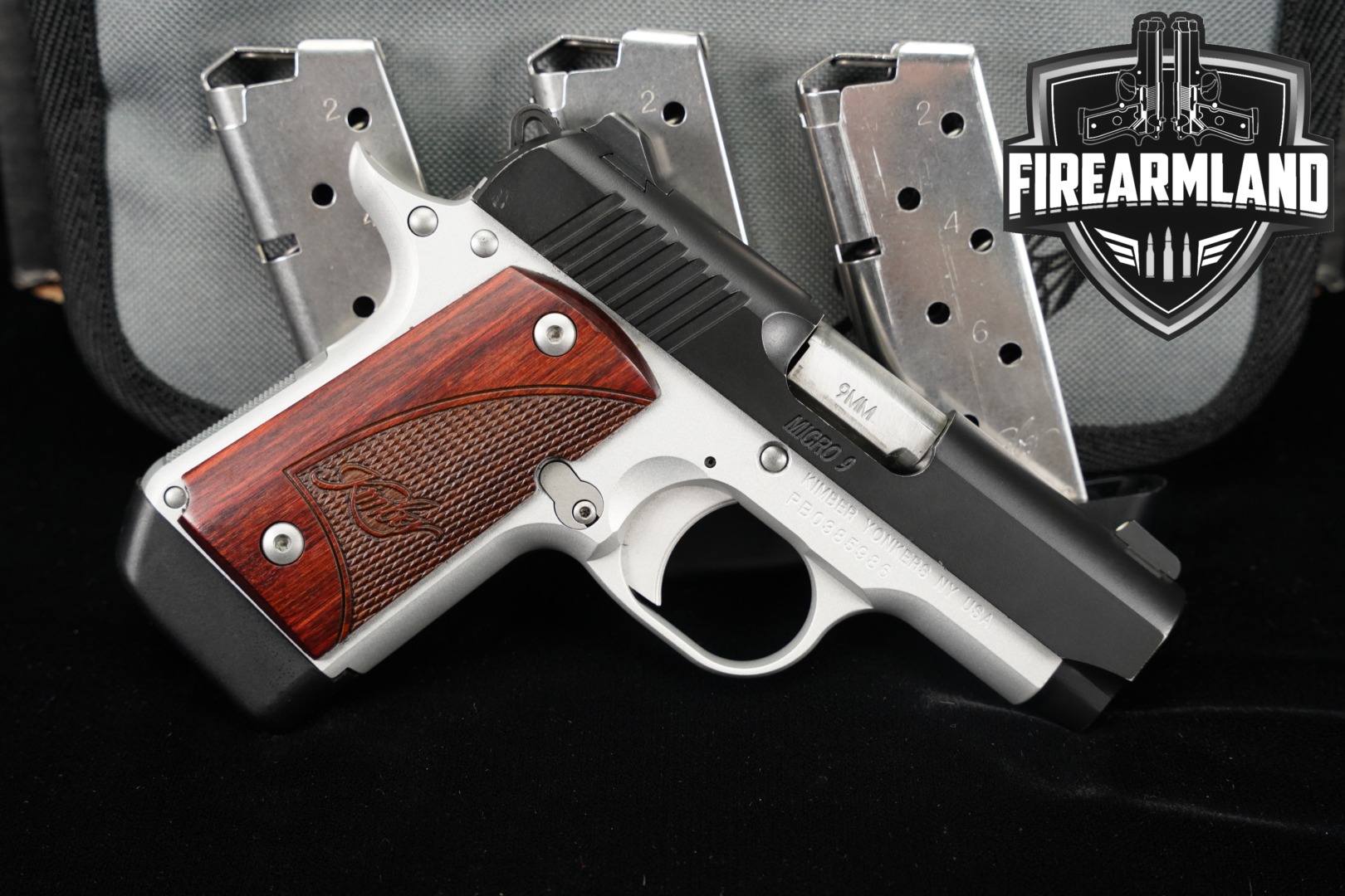 Kimber Micro 9 Two-Tone (Rosewood) 9mm Luger (9x19 Para) Two-Tone Black & Silver in Very Good Condition Thumbnail