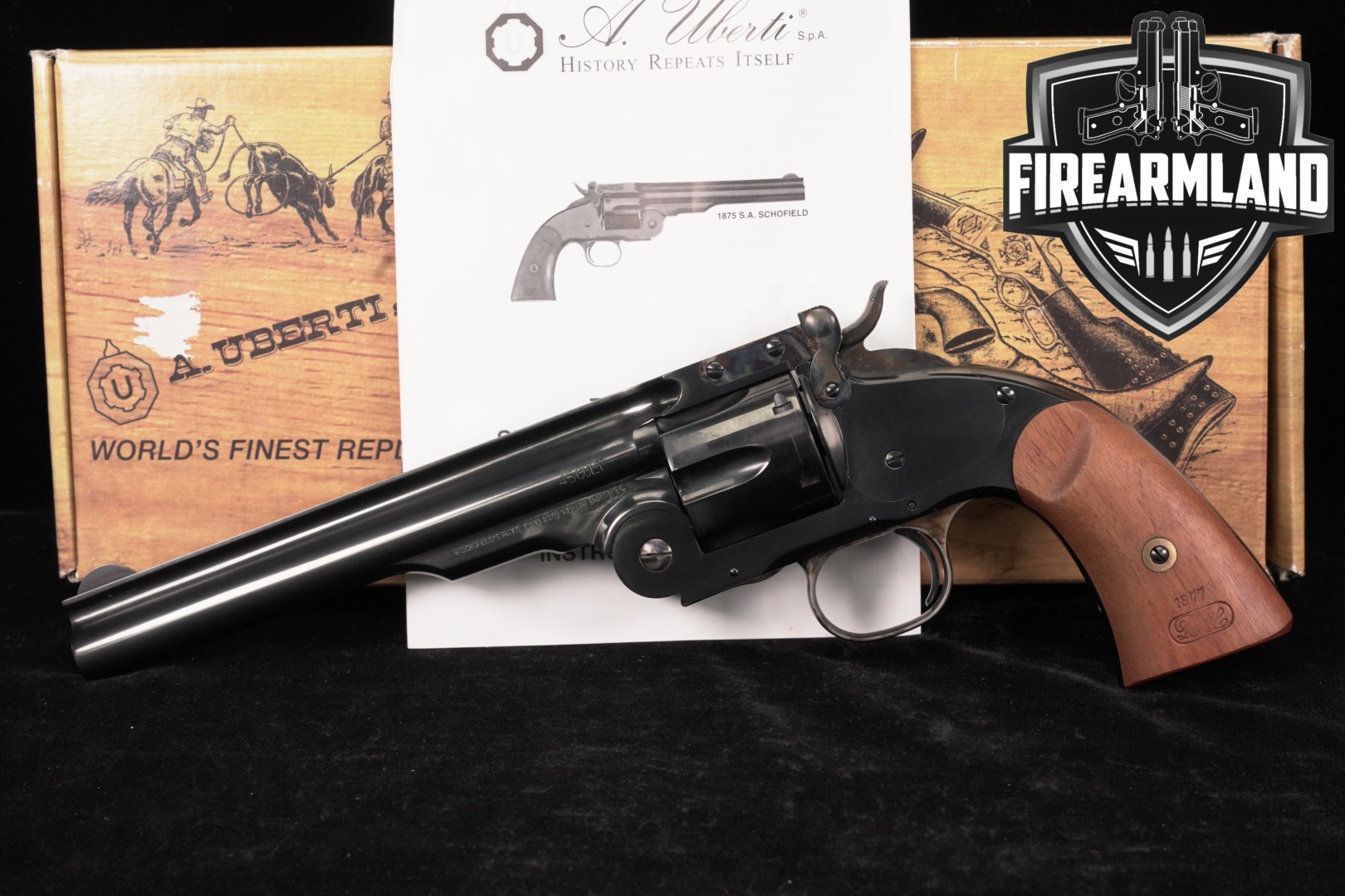 A Uberti 1875 Schofield 2nd Model 45 Colt 7" Blued Top-Break +ORIG BOX-img-0
