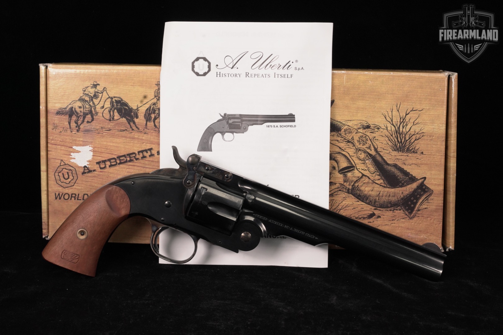 A Uberti 1875 Schofield 2nd Model 45 Colt 7" Blued Top-Break +ORIG BOX-img-2