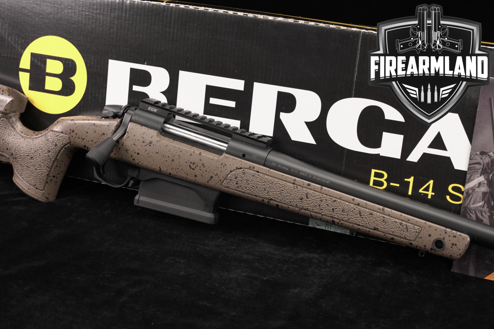 Bergara B-14 HMR 300 Win Magnum Black & Tan Splatter B14 THREADED +ORIG BOX-img-0