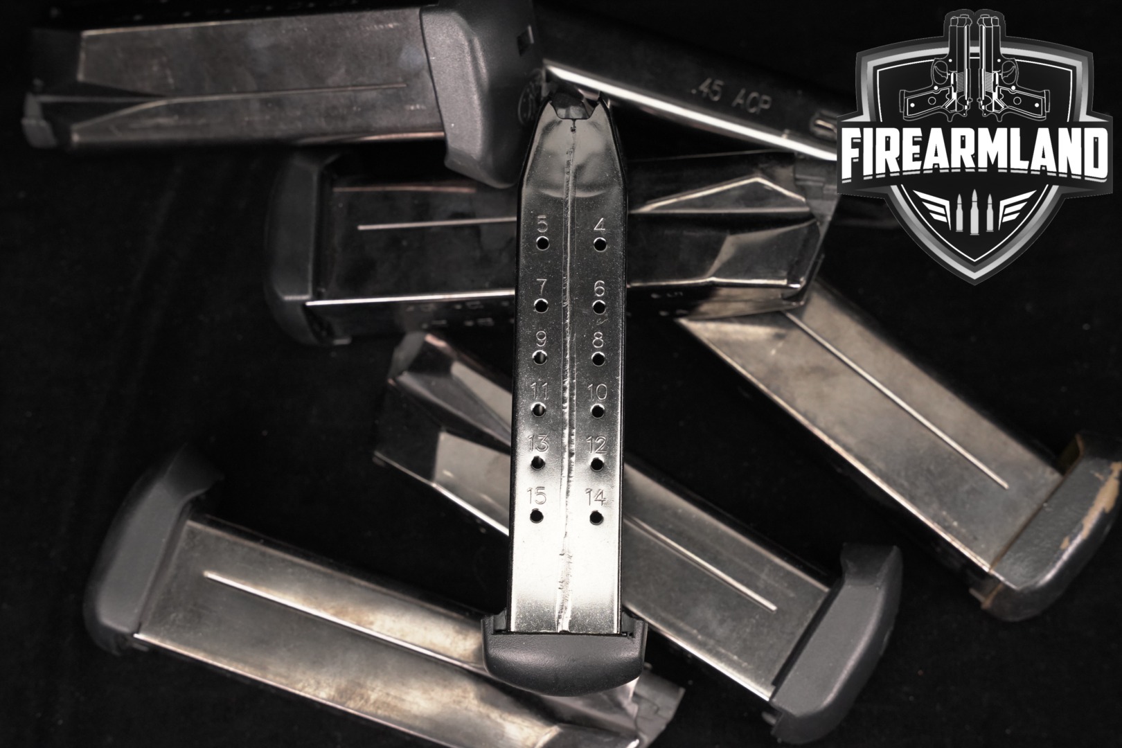 FN America (FN) SEVEN (7) FNX-45 15-Round Magazines 45ACP Black Baseplates .45 ACP in Good Condition Thumbnail