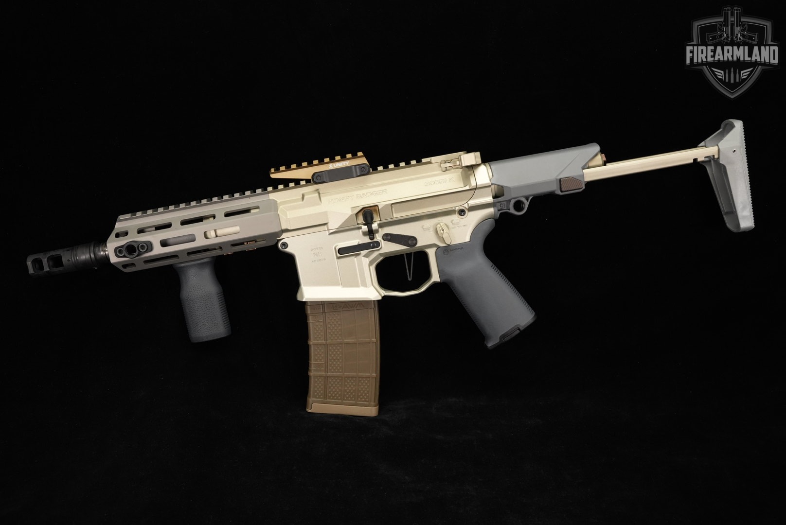 SBR Q Honey Badger 300 Blackout AR-15 AR15 7" FDE & Gray SOCOM BRAKE, UNITY-img-2