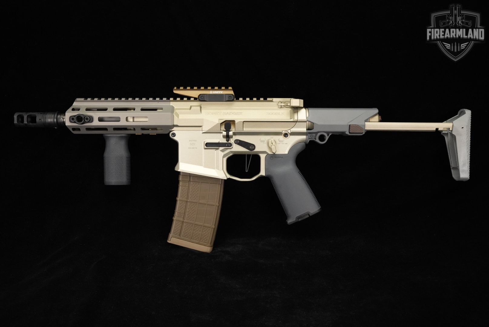 SBR Q Honey Badger 300 Blackout AR-15 AR15 7" FDE & Gray SOCOM BRAKE, UNITY-img-7