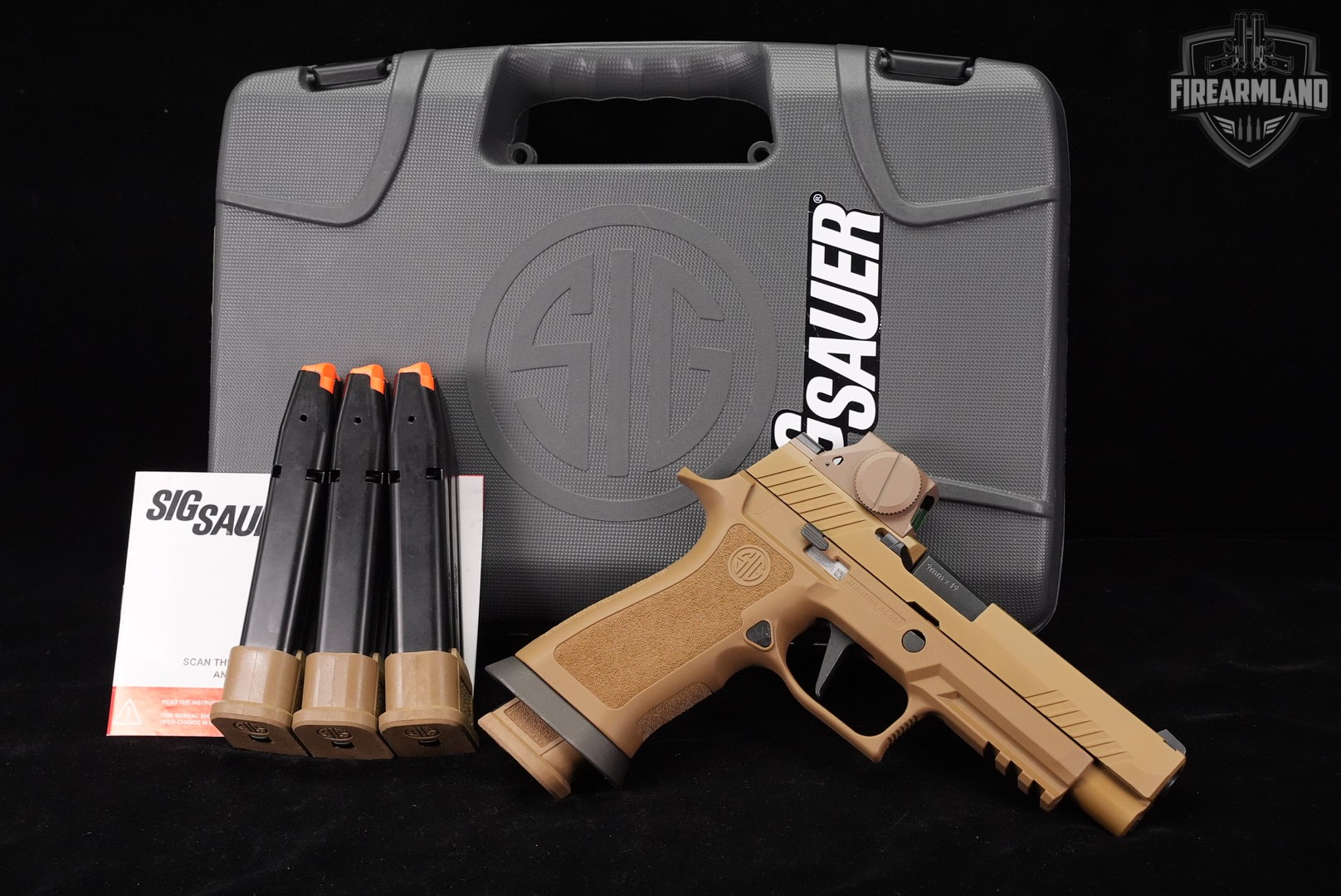 Sig Sauer M17X 9mm Coyote M17-X P320 P-320 +4 MAGS, ORIG CASE, ROMEO OPTICS-img-2