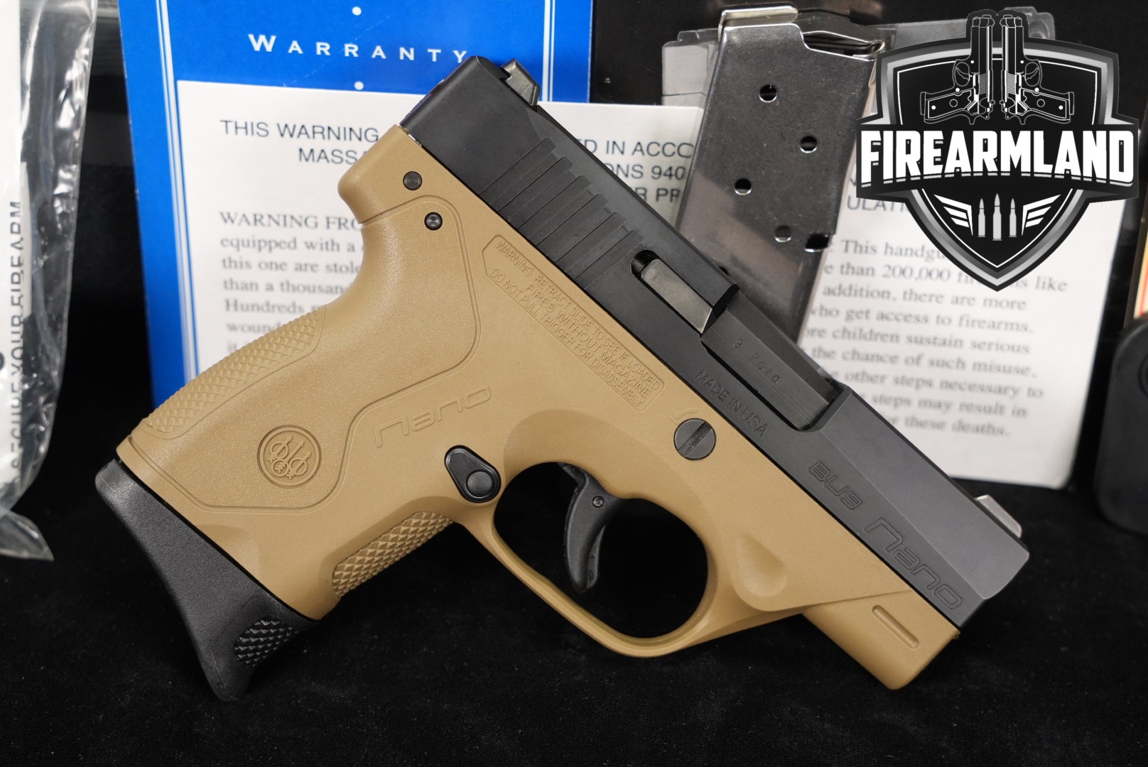 Beretta BU9 Nano 9mm 3.07" Two-Tone FDE BU-9 +2 MAGS, CASE-img-0