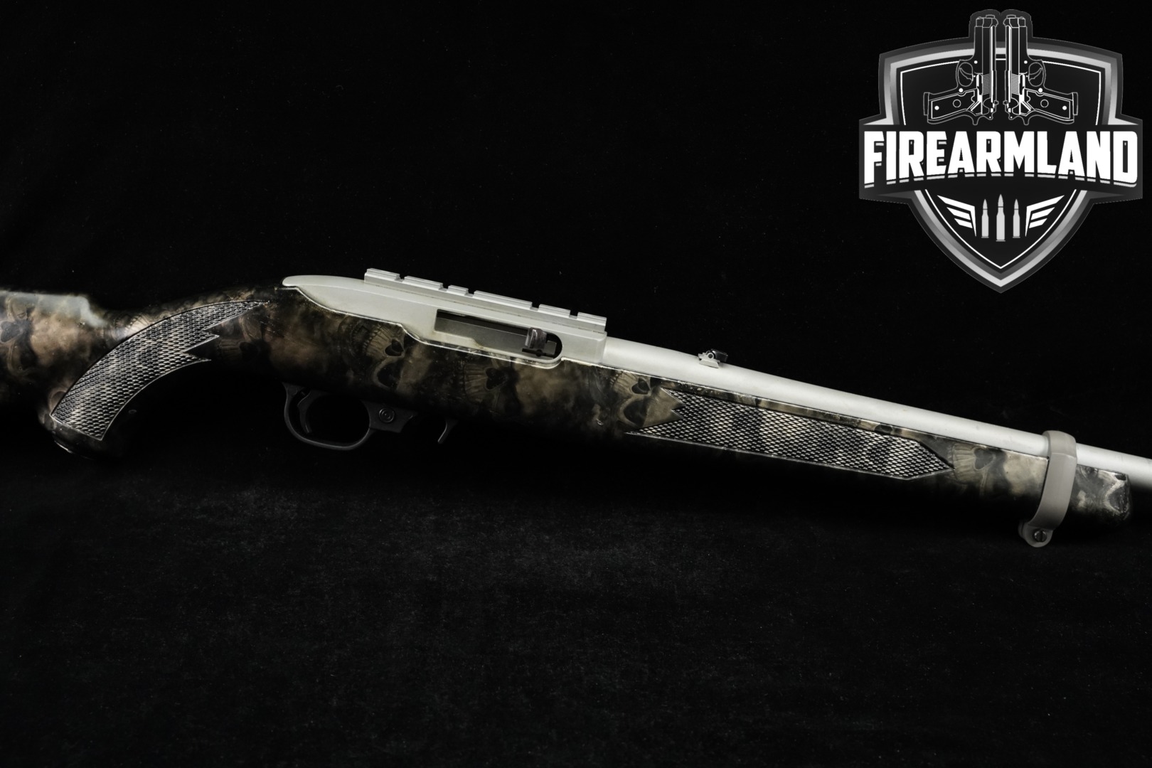 2007 Sturm Ruger 10/22 Carbine .22 LR Silver & Skull Pattern in Good Condition Thumbnail