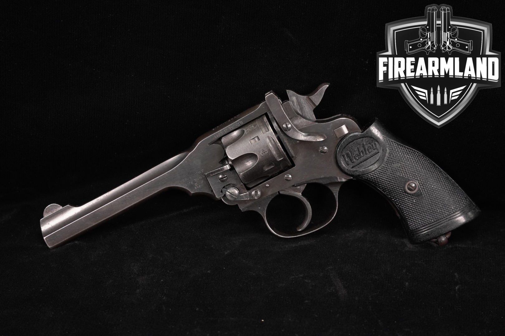 1957-1970 Webley & Scott Ltd. Mark IV .38 B-series; Singapore Police Force .38 S&W Blued in Good Condition Thumbnail