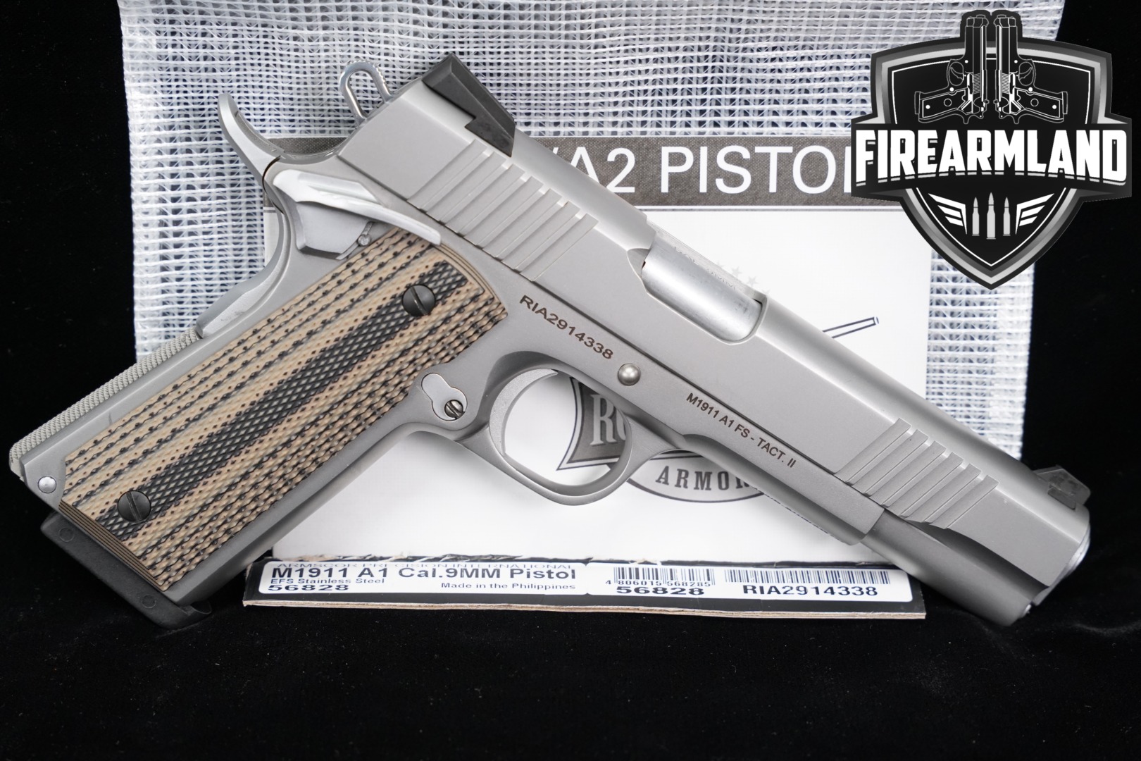 Rock Island Armory (RIA) M1911 A1 FS Tactical II 9mm Luger Stainless in Very Good Condition Thumbnail