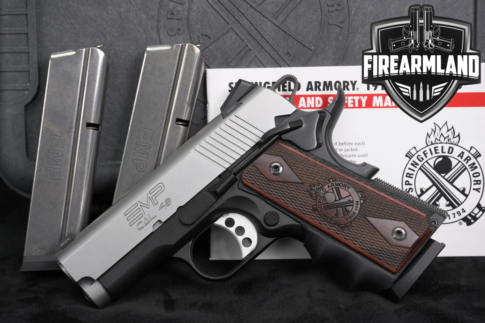 Springfield Armory 1911 EMP Micro-Compact Lightweight .40 S&W Two-Tone Stainless & Black in Excellent Condition Thumbnail