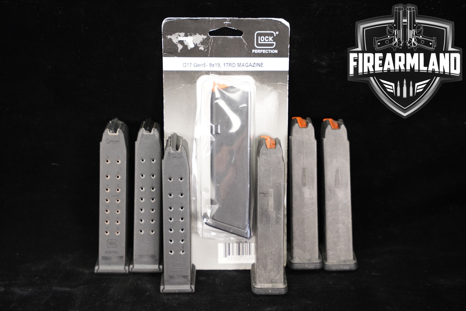 SEVEN (7) Glock / Magpul G17 17-Round Magazines 9mm Luger PMAG Mags
