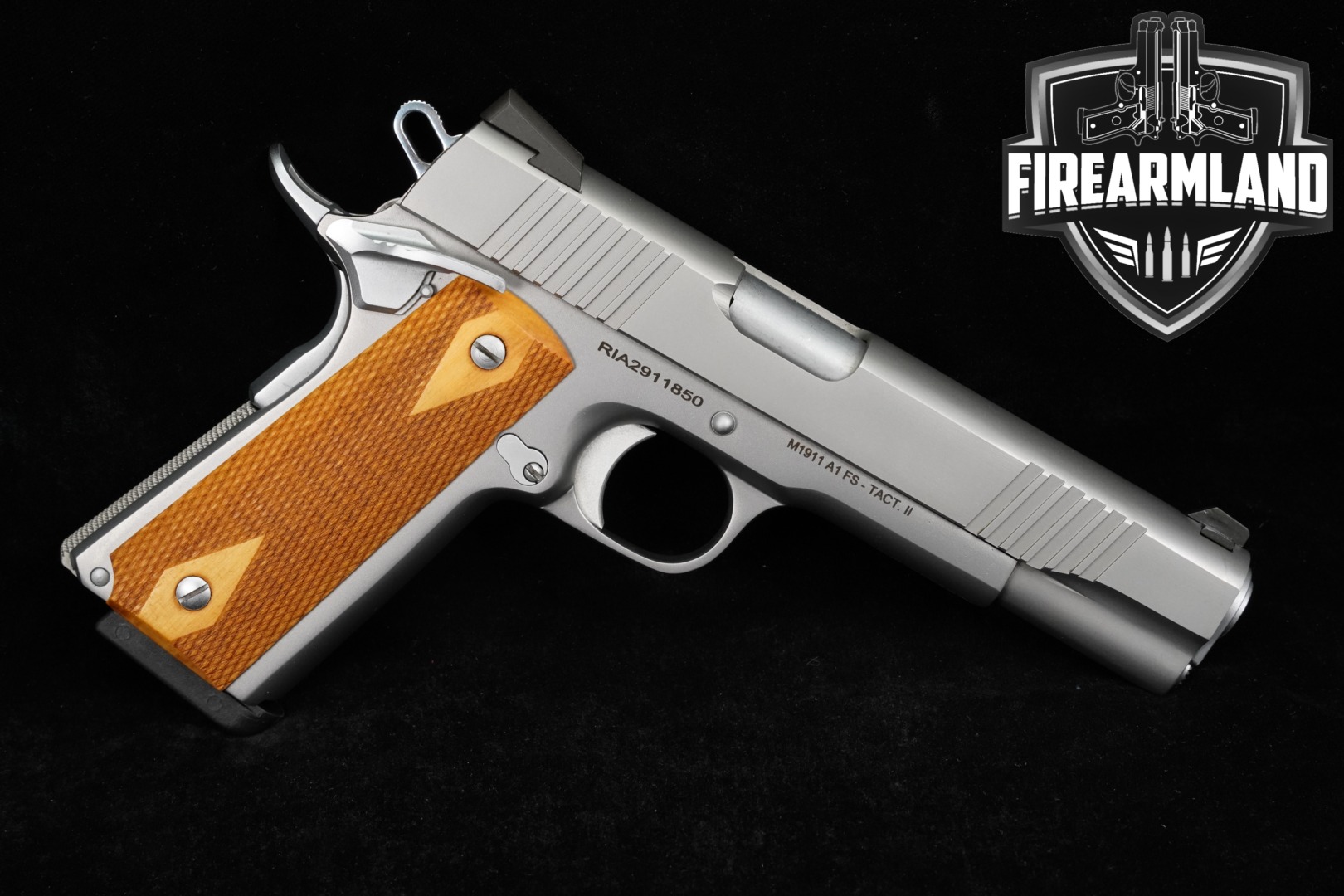 Rock Island Armory (RIA) M1911 A1 FS Tactical II 9mm Luger Stainless in Very Good Condition Thumbnail