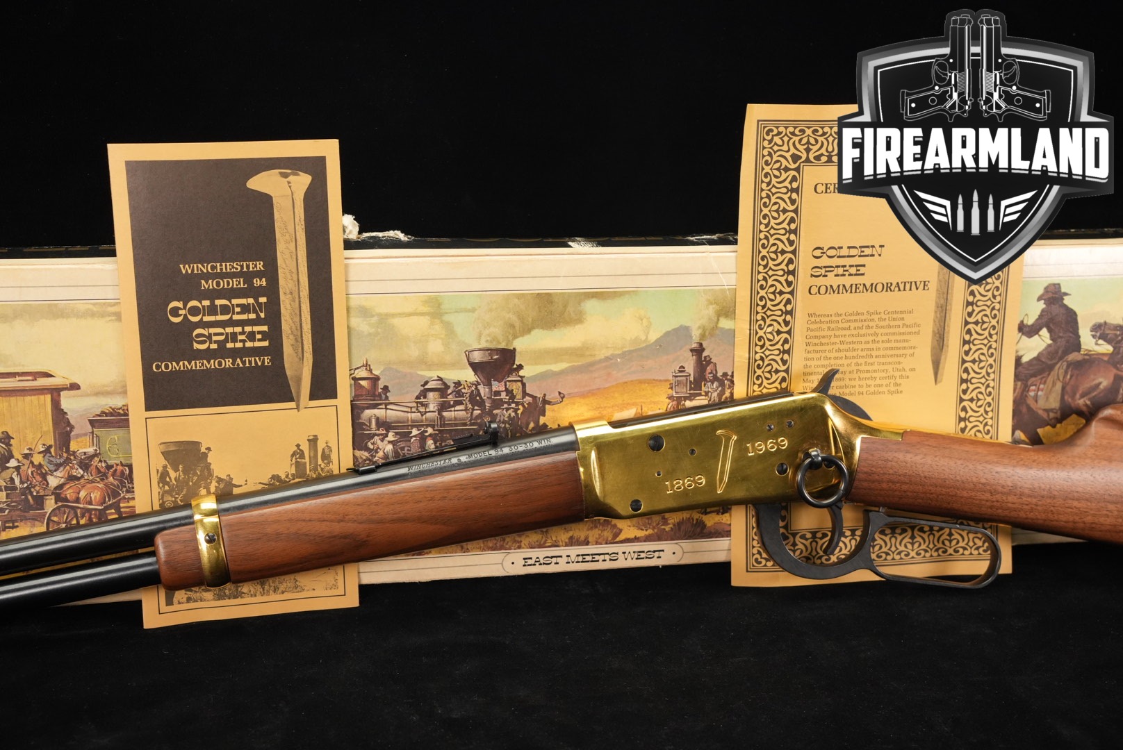 1969 Winchester Repeating Arms Model 94 Golden Spike Commemorative .30-30 Gold-Plated & Walnut in Very Good Condition Thumbnail